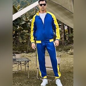 Men's Blue and Yellow Tracksuit